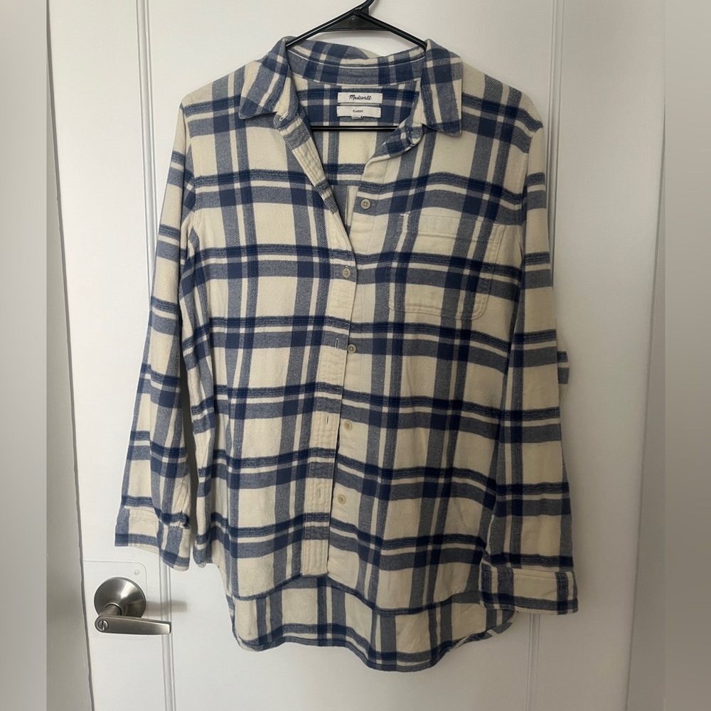Madewell Flannel blue and cream